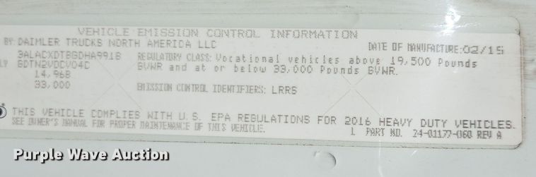 image for item EI4169 2016 Freightliner Business Class M2 106 refrigerated truck