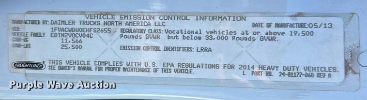 image for item EK0364 2014 Freightliner M2 flatbed truck