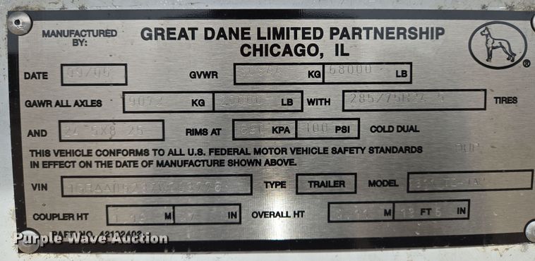 image for item EO0606 2007 Great Dane 7811 TZ-1AP refrigerated van trailer