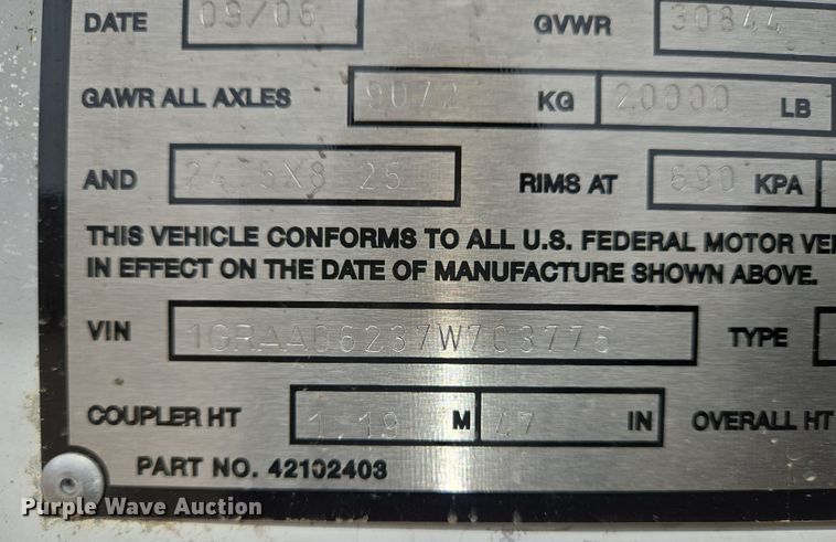 image for item EO0606 2007 Great Dane 7811 TZ-1AP refrigerated van trailer