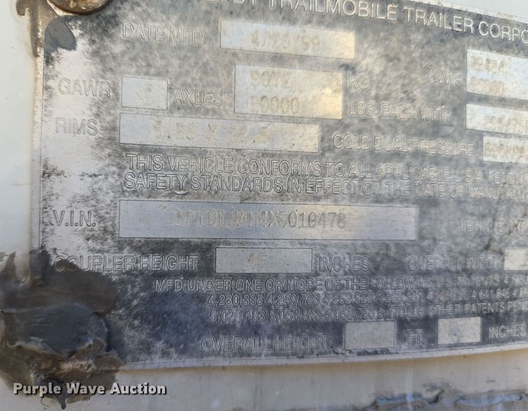 image for item EQ6721 1999 Trail Mobile  dry van trailer
