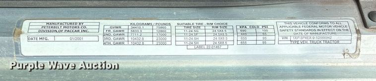 image for item EY9979 2001 Peterbilt 379 semi truck