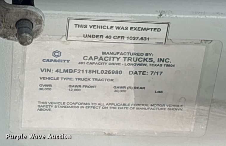 image for item EY9997 2017 Capacity TJ5000 yard truck