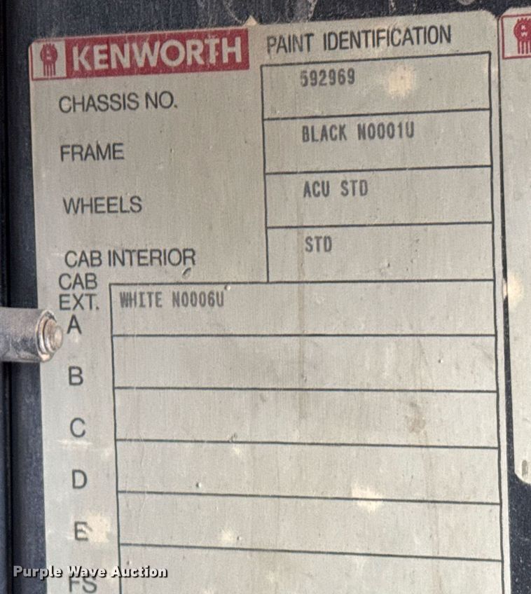 image for item NN9577 1993 Kenworth T800 semi truck