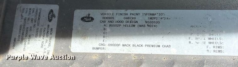 image for item OK9527 1999 Mack RD690S ready mix truck