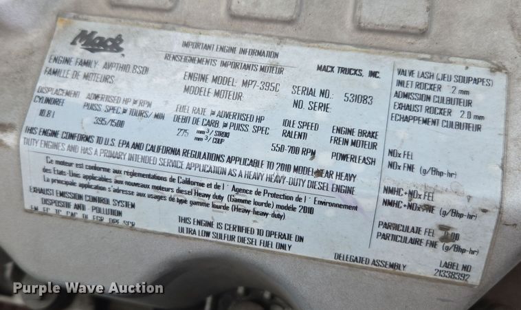 image for item YA0294 2011 Mack CXU613 semi truck