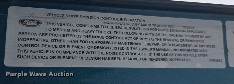 image for item YA0294 2011 Mack CXU613 semi truck