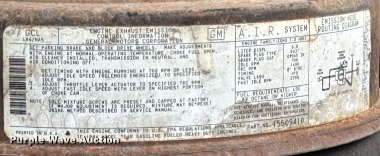 image for item DH9564 1985 GMC C7000 dump flatbed truck