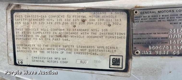 image for item DH9564 1985 GMC C7000 dump flatbed truck