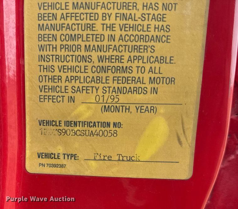 image for item DH9855 1995 Ford LS9000 pumper fire truck