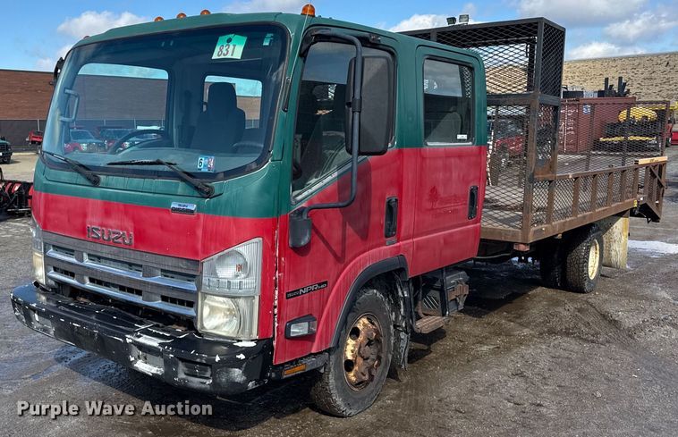 image for item DH9864 2008 Isuzu NPR HD Crew Cab flatbed truck