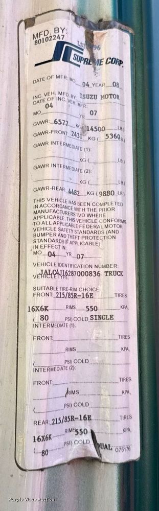 image for item DH9864 2008 Isuzu NPR HD Crew Cab flatbed truck