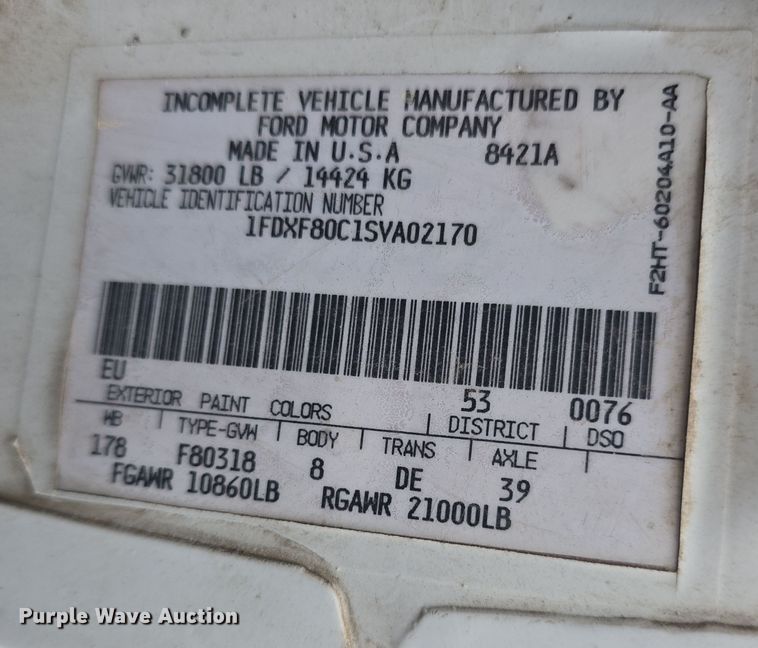 image for item DO7815 1995 Ford F800 bucket truck