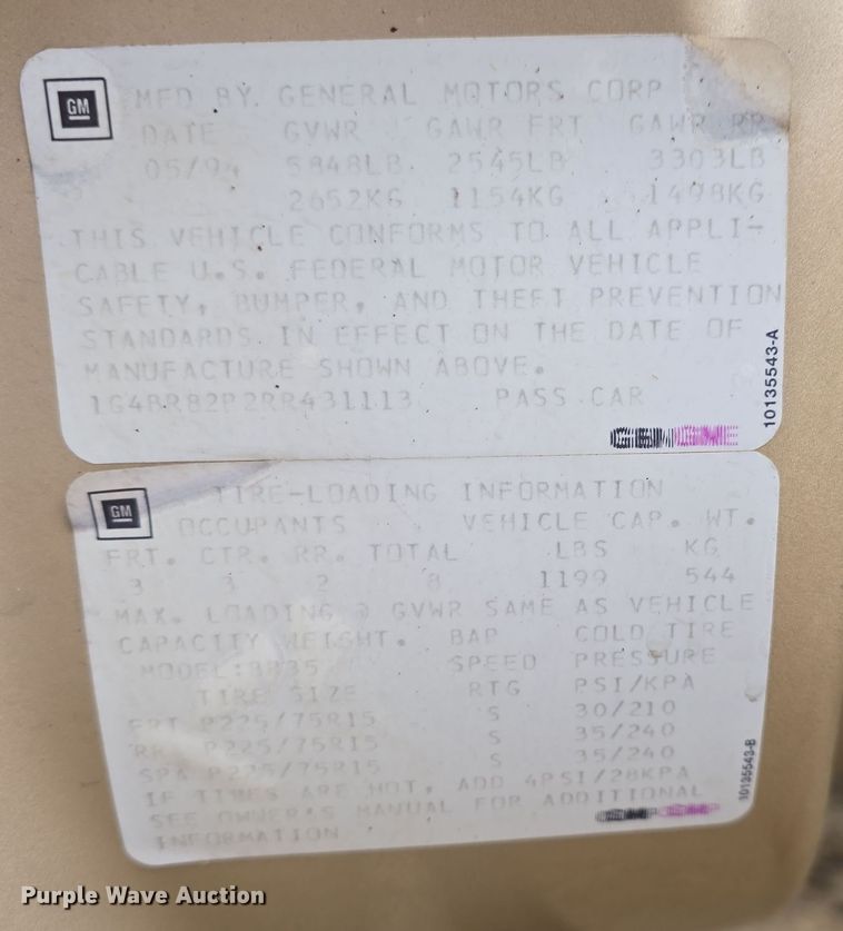 image for item DO7823 1994 Buick Roadmaster Estate Wagon 