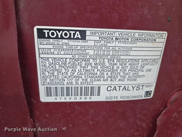 image for item DS5270 2000 Toyota Tundra Limited Access Cab pickup truck