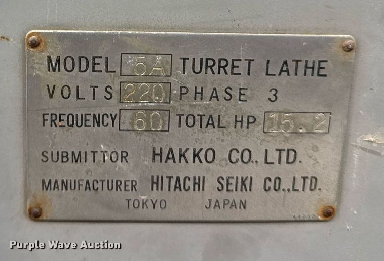 image for item DT0611 Hitachi H.B.F. 5A turret lathe