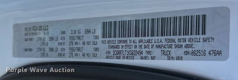 image for item DT4501 2019 Dodge Ram 1500 Classic Crew Cab pickup truck