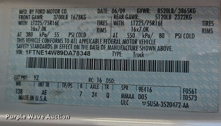 image for item DV1268 2009 Ford E150 van