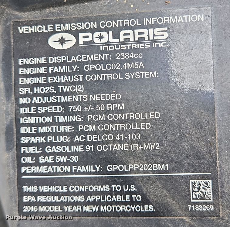 image for item DV1271 2016 Polaris Slingshot S motorcycle