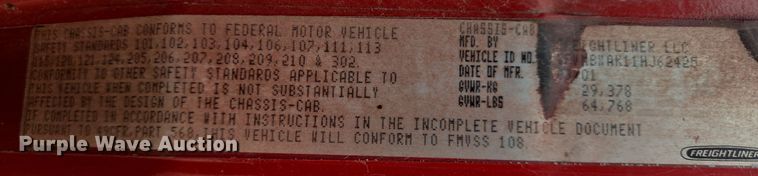 image for item DV1273 2001 Freightliner FL80 rollback truck