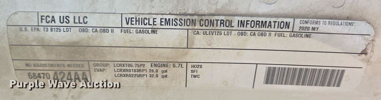 image for item DV1276 2020 Dodge Ram 1500 Crew Cab pickup truck