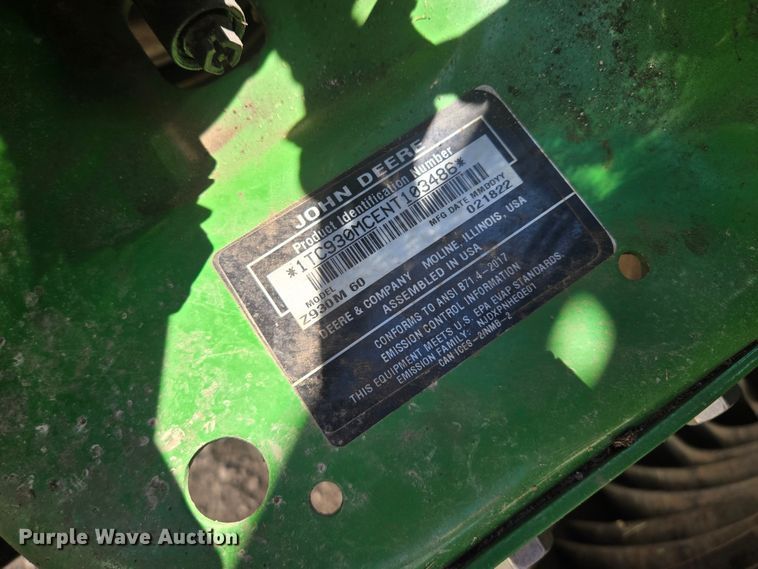 image for item DV2250 2022 John Deere Z930M  ZTR lawn mower