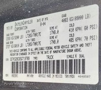 image for item DV6698 2005 Dodge Ram 2500 SLT Quad Cab pickup truck