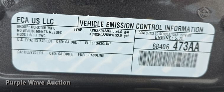 image for item DW3136 2019 Dodge Ram 1500 Limited Crew Cab pickup truck