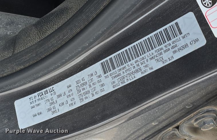 image for item DW3136 2019 Dodge Ram 1500 Limited Crew Cab pickup truck