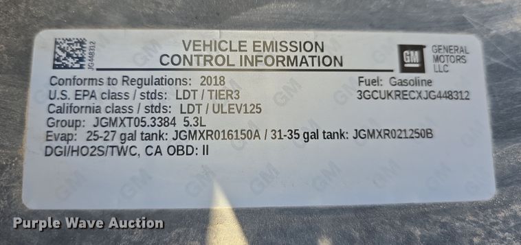 image for item DW3166 2018 Chevrolet Silverado 1500 Crew Cab pickup truck