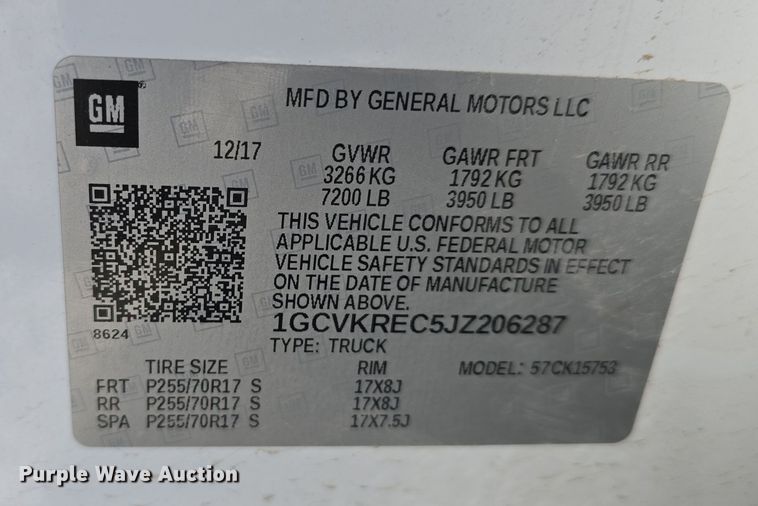 image for item DW3169 2018 Chevrolet Silverado 1500 LT Double Cab pickup truck