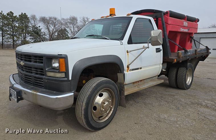 image for item DW3177 1994 Chevrolet Cheyenne C3500 dump flatbed pickup truck