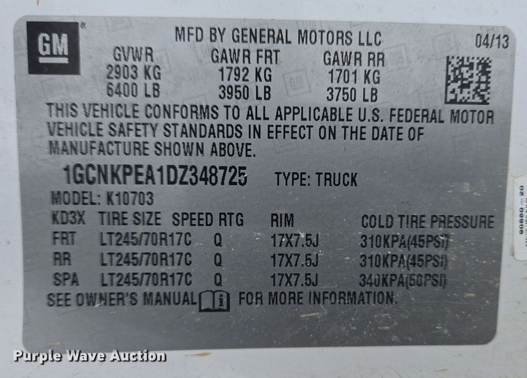 image for item EC4010 2013 Chevrolet Silverado 1500 pickup truck