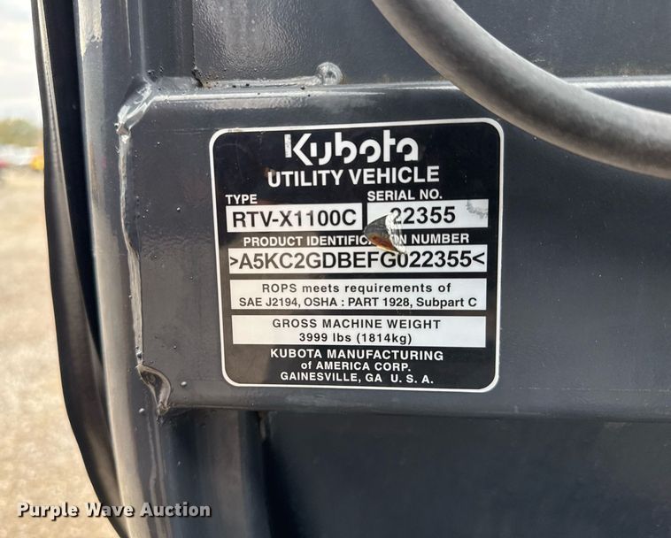 image for item EG2244 2015 Kubota RTV-X1100C utility vehicle
