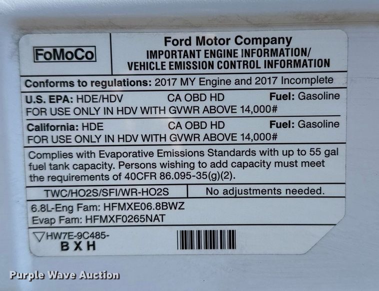 image for item EG2554 2017 Ford E450 Super Duty refrigerated truck