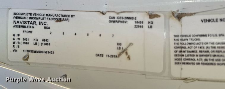 image for item EG2596 2019 International CV515 flatbed truck