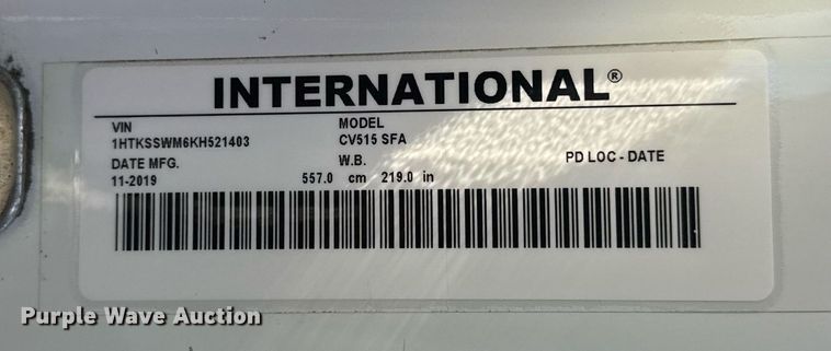 image for item EG2596 2019 International CV515 flatbed truck