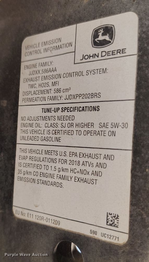 image for item EH0178 2018 John Deere XUV590e utility vehicle