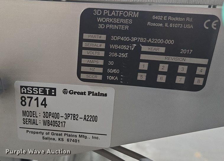 image for item EI4172 2017 3DP 3DP400-3P7B2-A2200 3D printer