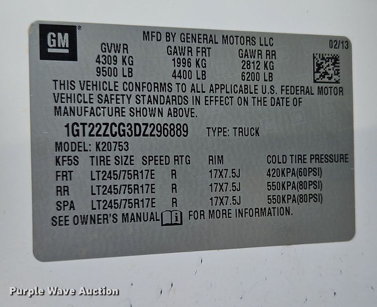 image for item EI8851 2013 GMC Sierra 2500HD Ext. Cab pickup truck