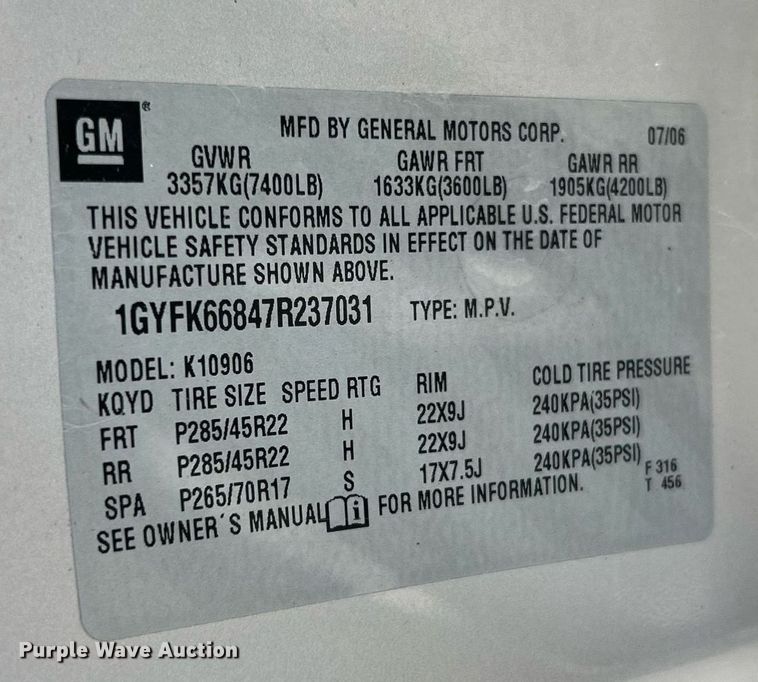 image for item EK2624 2007 Cadillac Escalade ESV SUV