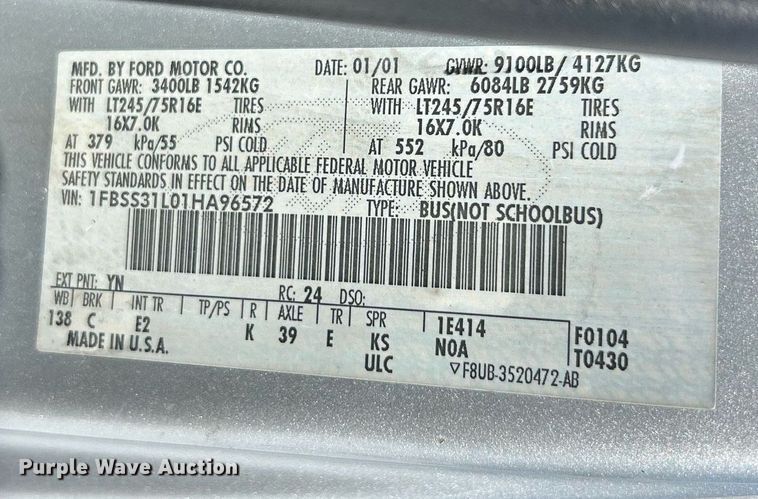 image for item EK2688 2001 Ford E350 Super Duty XLT van