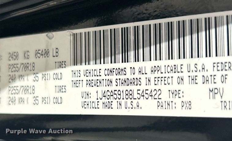 image for item EK2707 2008 Jeep Wrangler Sahara SUV