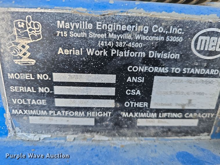 image for item EK5021 1994 MEC 2033 scissor lift