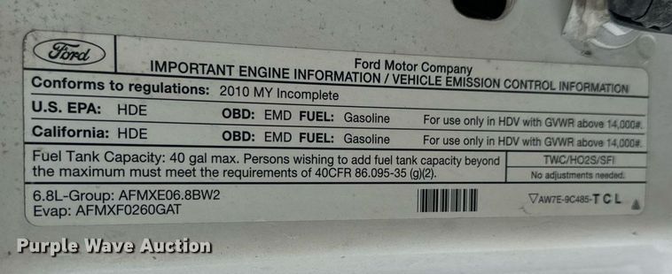 image for item EN5118 2010 Ford F450 Super Duty XL truck cab and chassis