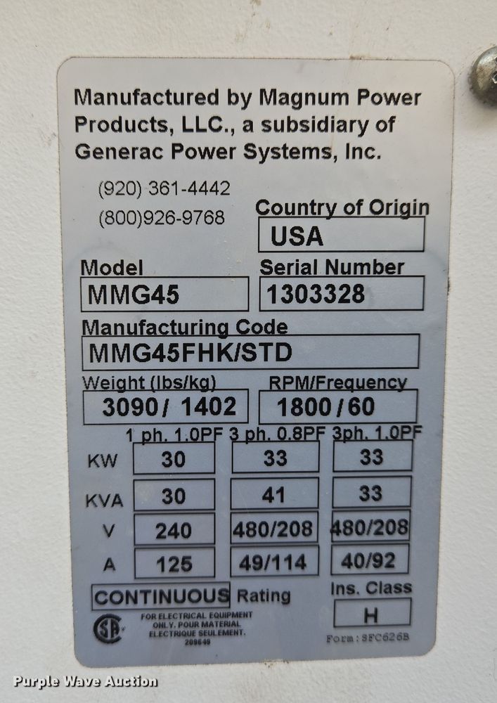 image for item EO0609 Magnum MMG45 generator