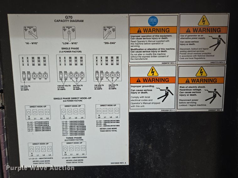 image for item EO0611 2011 Doosan G70WJD-2A-T3 generator