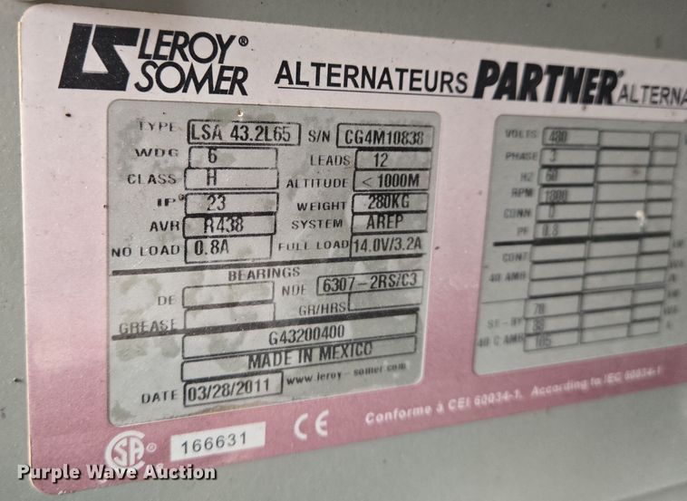image for item EO0611 2011 Doosan G70WJD-2A-T3 generator