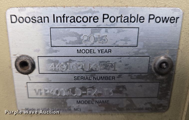 image for item EO0612 2013 Doosan VHP400WJD-FX-T3 air compressor