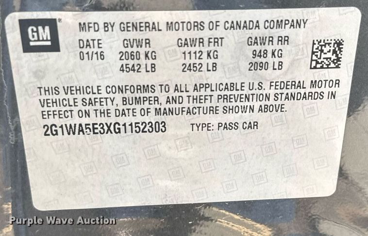 image for item EQ1070 2016 Chevrolet Impala 